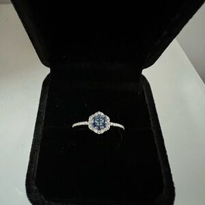 Sapphire and Diamond Pave Flower Ring
